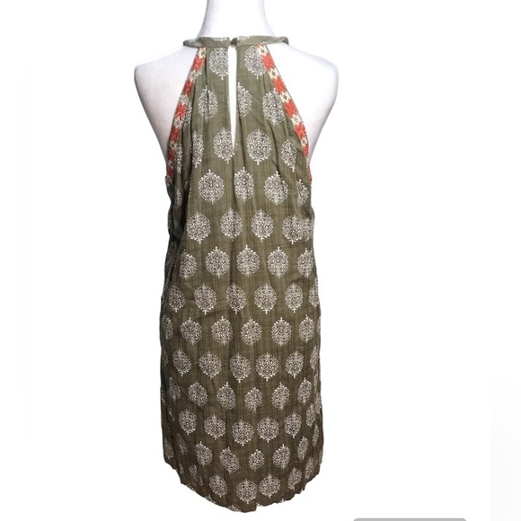 THML Halter Neck Sleeveless Embroidered Crochet Batik Print dress size M - Picture 3 of 12